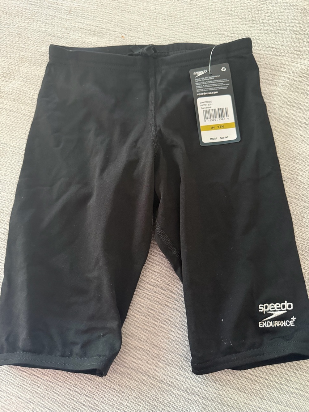 NWT Speedo Endurance+ Youth 24 Black Jammer Swim Shorts Boys Competition